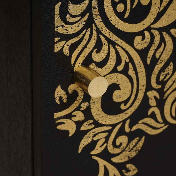 Comodino con porta Nero 40 x 33 x 46 cm Legno di mango massello 4018804