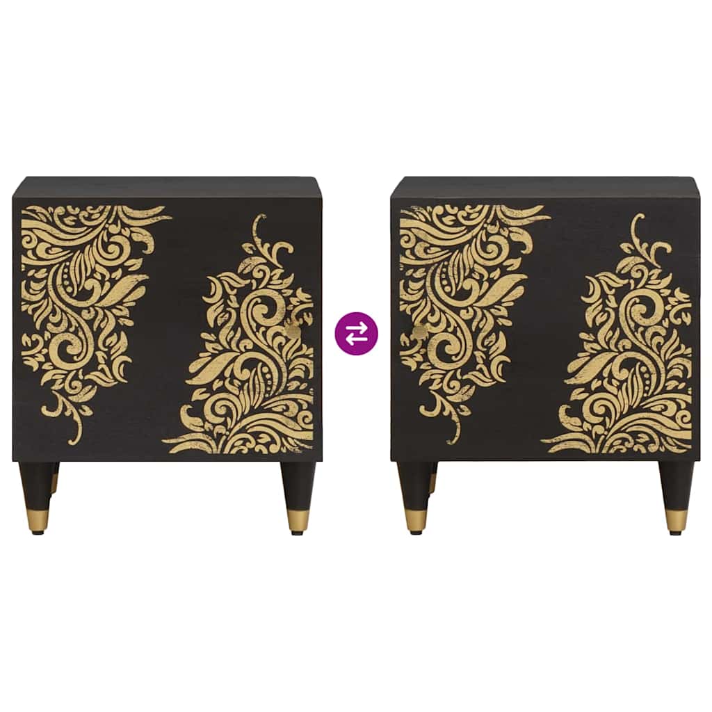 Comodino con porta Nero 40 x 33 x 46 cm Legno di mango massello 4018804