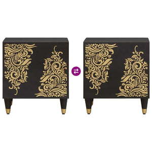 Comodino con porta Nero 40 x 33 x 46 cm Legno di mango massello 4018804