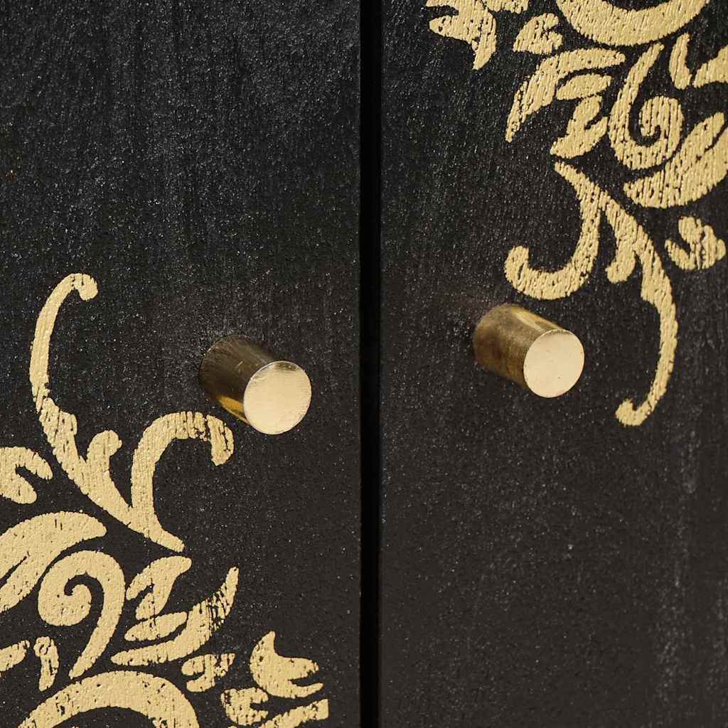 Credenza-Buffet-Armadio da cucina Nero 60 x 33 x 75 cm Legno di mango massello 872628