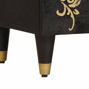 Comodino con porta Nero 50 x 33 x 60 cm Legno di mango massello 4018816