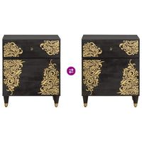 Comodino con porta Nero 50 x 33 x 60 cm Legno di mango massello 4018816