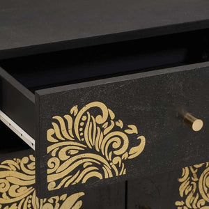 Comodino con porta Nero 50 x 33 x 60 cm Legno di mango massello 4018819