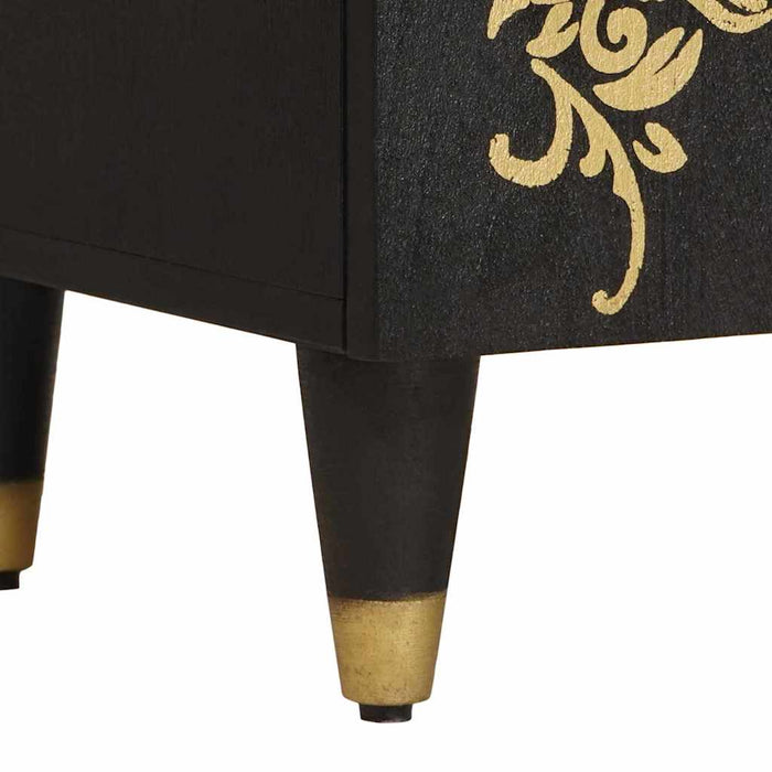 Comodino con porta Nero 50 x 33 x 60 cm Legno di mango massello 4018819