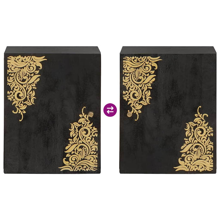 Armadietto a muro Nero 38 x 33 x 48 cm Legno di mango massello 4018828