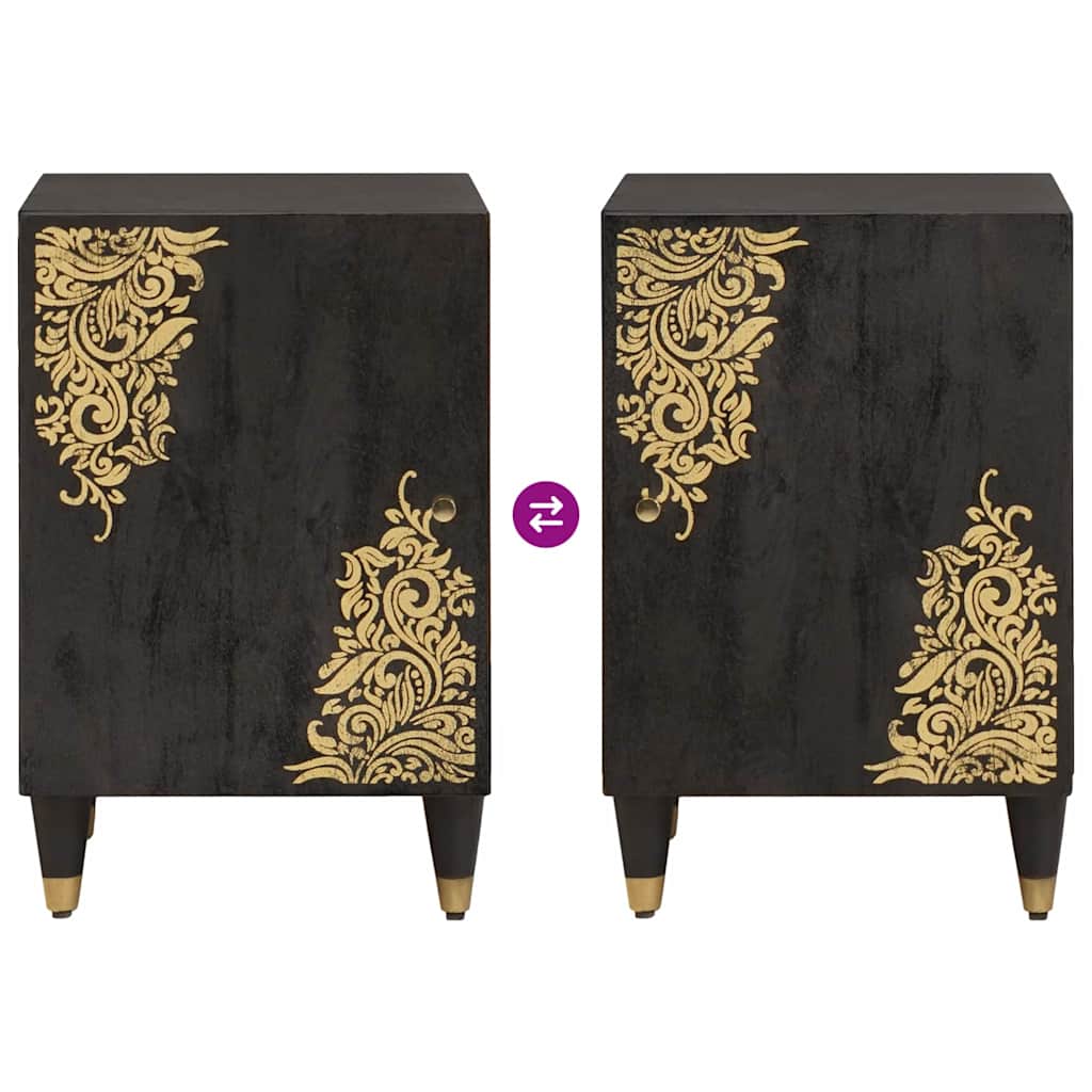 Mobile da Bagno Nero 38 x 33 x 58 cm Legno di mango massello 4018829