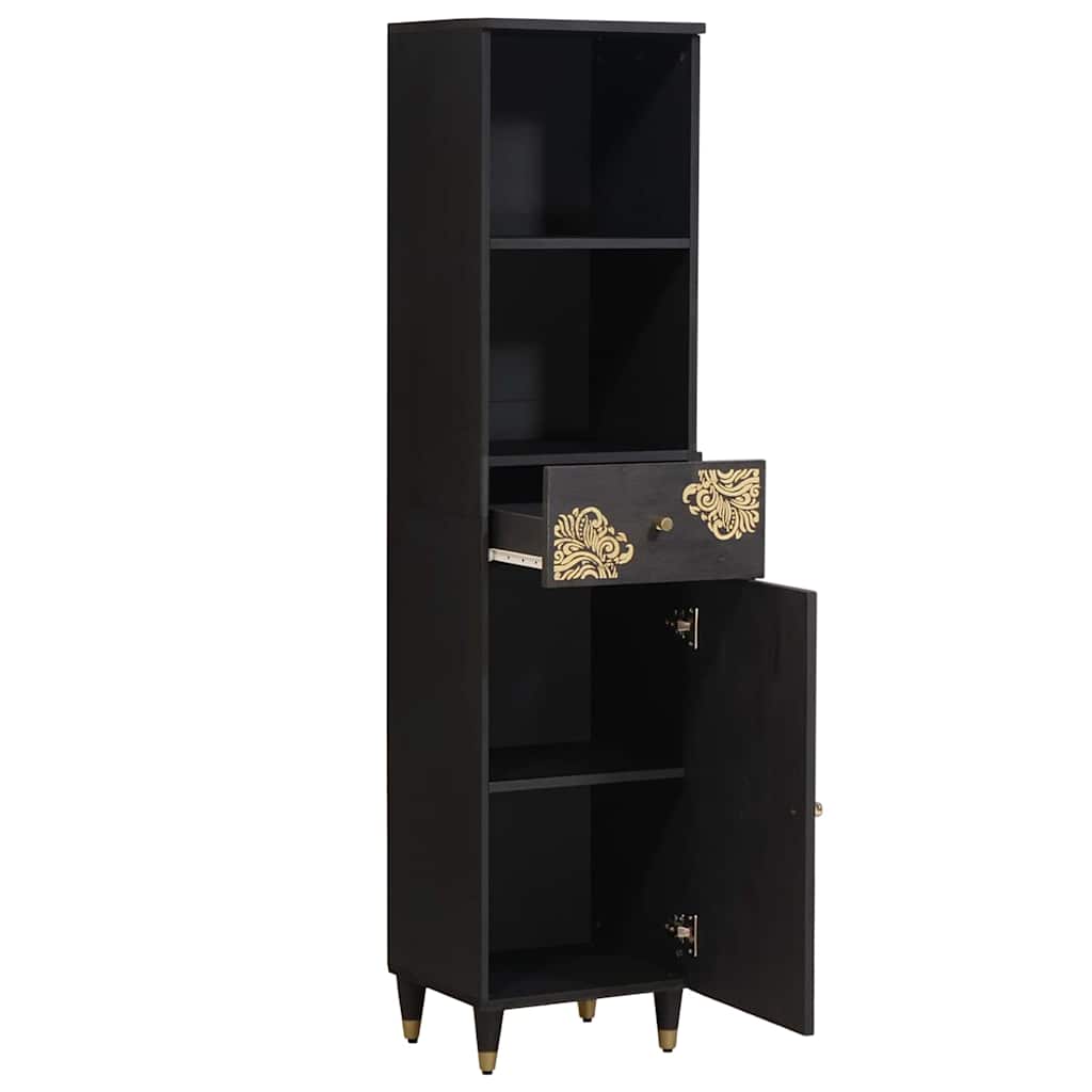 Credenza Nero 38 x 33 x 160 cm Legno di mango massello 4018830