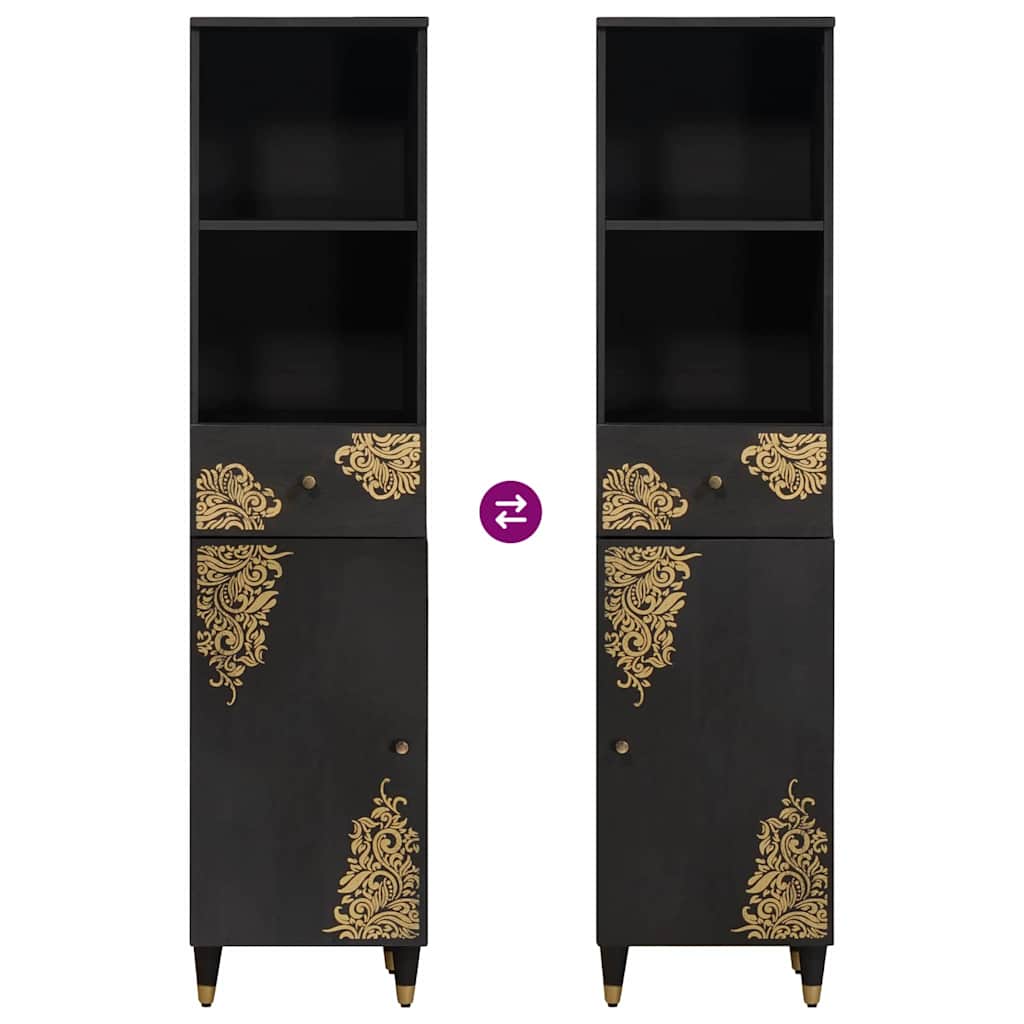 Credenza Nero 38 x 33 x 160 cm Legno di mango massello 4018830