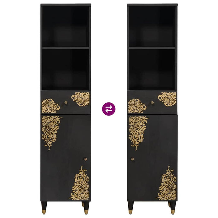 Credenza Nero 38 x 33 x 160 cm Legno di mango massello 4018830