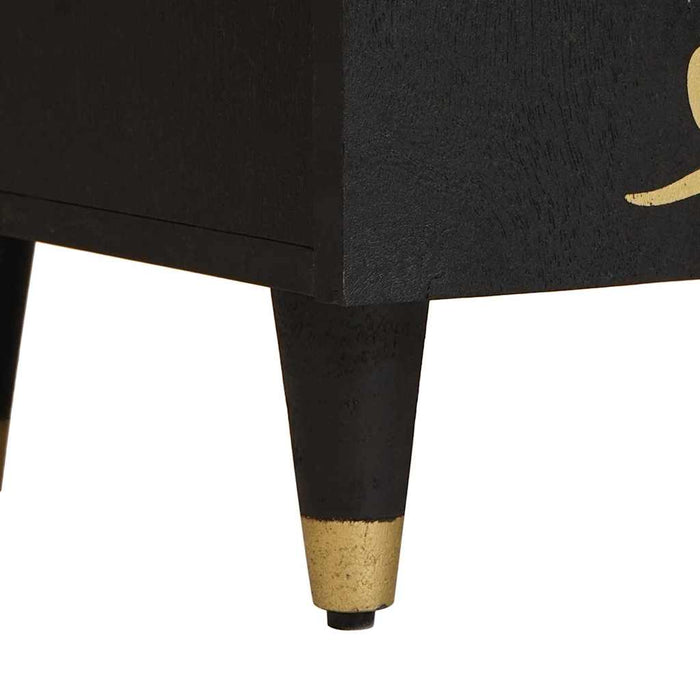 Credenza con porta Nero 60 x 33 x 75 cm Legno di mango massello 4018833