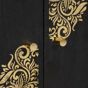 Credenza con porta Nero 60 x 33 x 75 cm Legno di mango massello 4018834