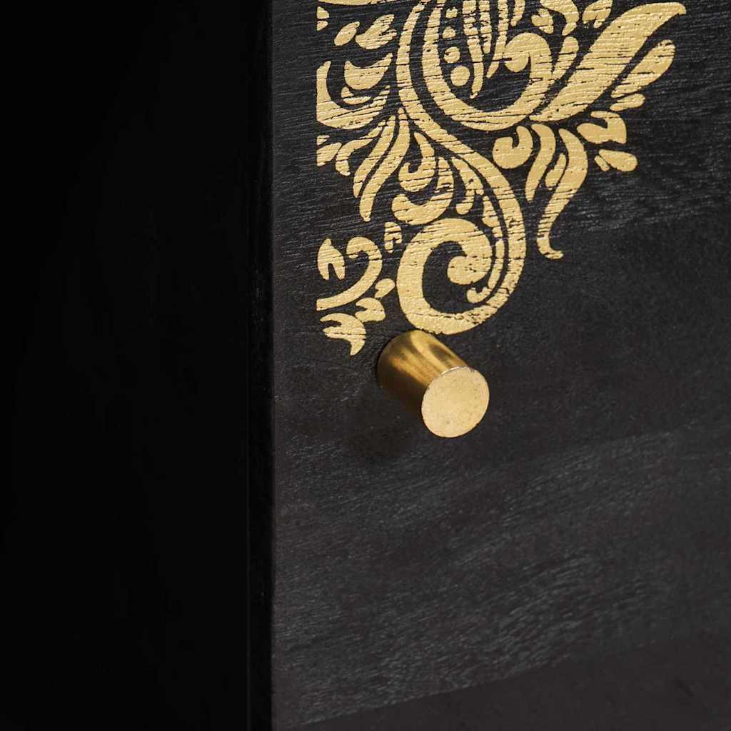 Credenza con porta Nero 80 x 33 x 75 cm Legno di mango massello 4018835