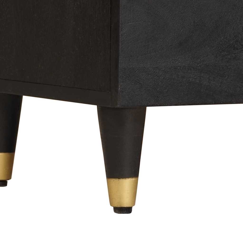 Credenza con porta Nero 80 x 33 x 75 cm Legno di mango massello 4018835