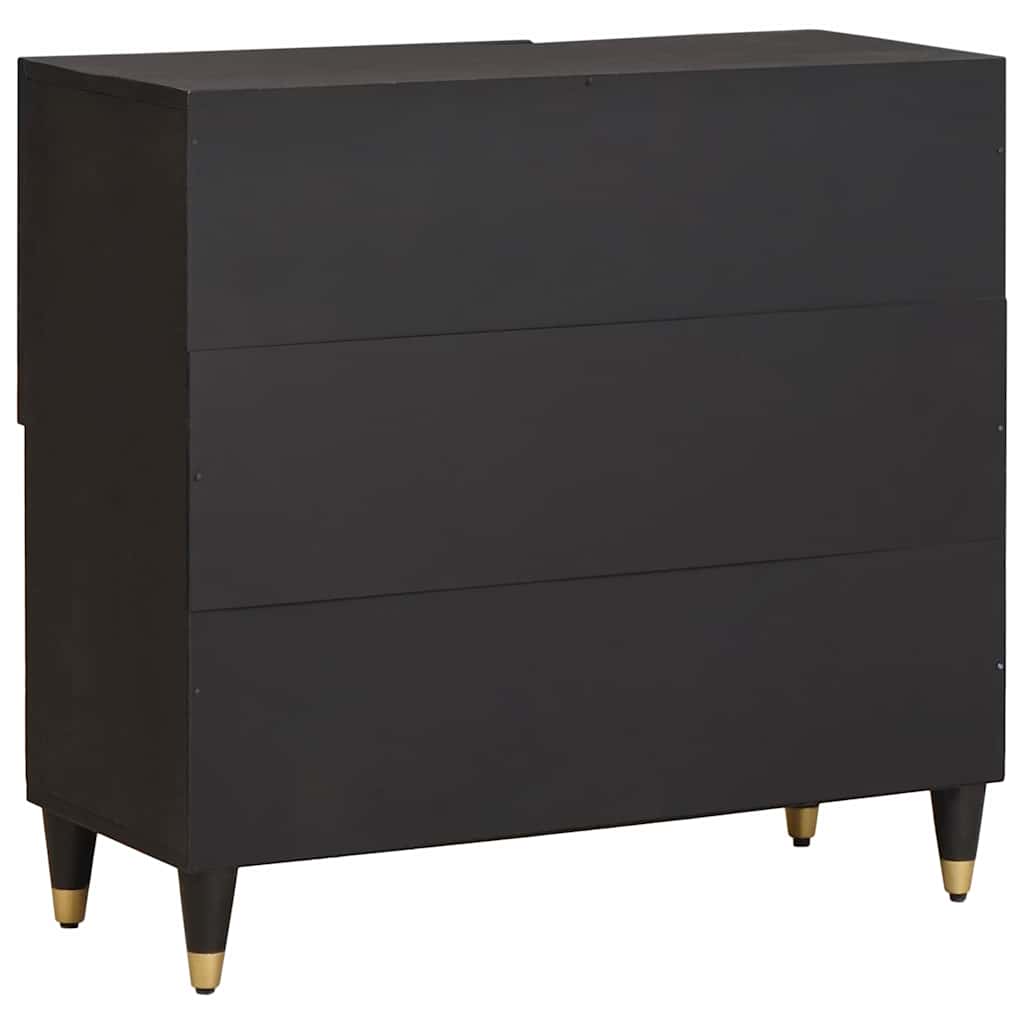 Credenza con porta Nero 80 x 33 x 75 cm Legno di mango massello 4018835