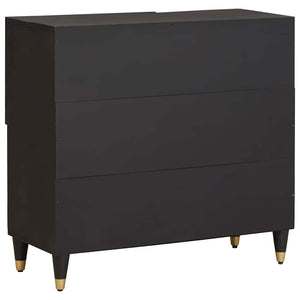 Credenza con porta Nero 80 x 33 x 75 cm Legno di mango massello 4018835
