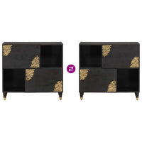 Credenza con porta Nero 80 x 33 x 75 cm Legno di mango massello 4018835