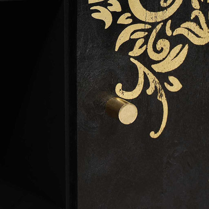 Credenza con porta Nero 90 x 33 x 75 cm Legno di mango massello 4018836