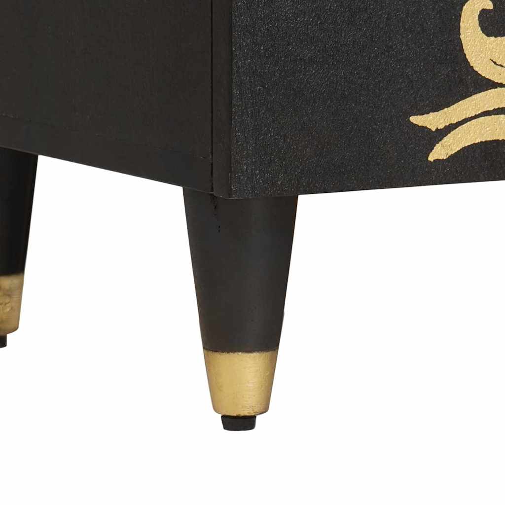 Credenza con porta Nero 90 x 33 x 75 cm Legno di mango massello 4018836