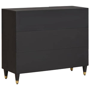 Credenza con porta Nero 90 x 33 x 75 cm Legno di mango massello 4018836