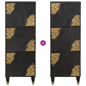 Credenza Nero 40 x 33 x 110 cm Legno di mango massello 4018837