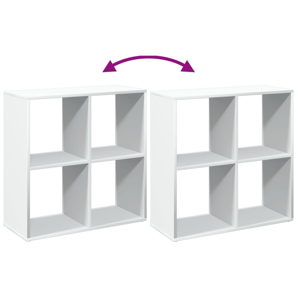 Libreria Divisoria-Scaffale per Libri-Mobile di Stoccaggio bianca 69,5x29x69,5 cm in legno ingegnerizzato