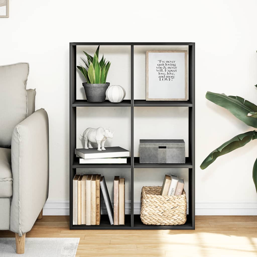 Libreria Divisorio Nera 69,5x29x103,5 cm in Truciolato 858013
