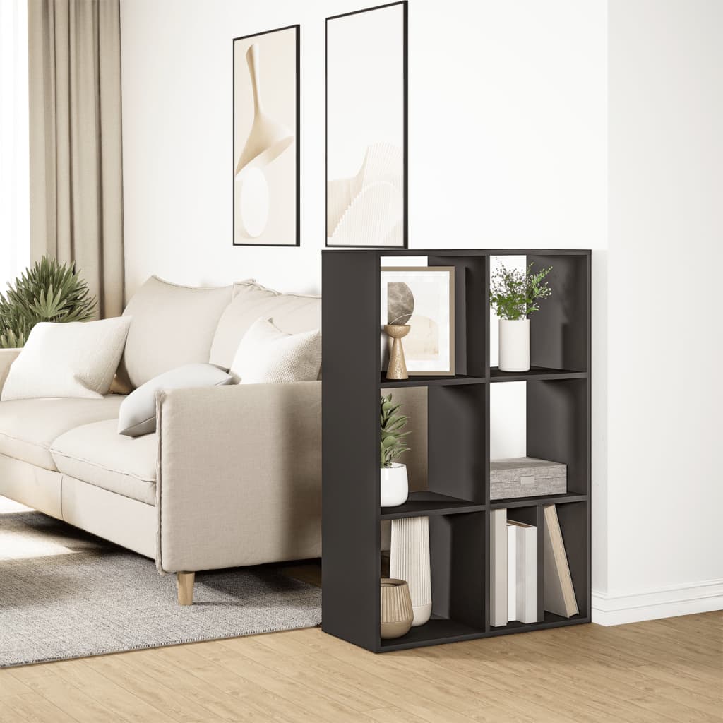 Libreria Divisorio Nera 69,5x29x103,5 cm in Truciolato 858013