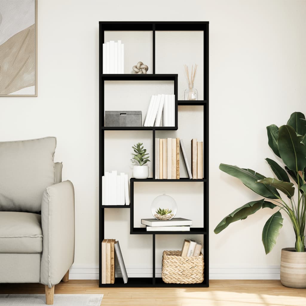 Libreria Divisorio Nera 67x25x161,5 cm in Truciolato 858076