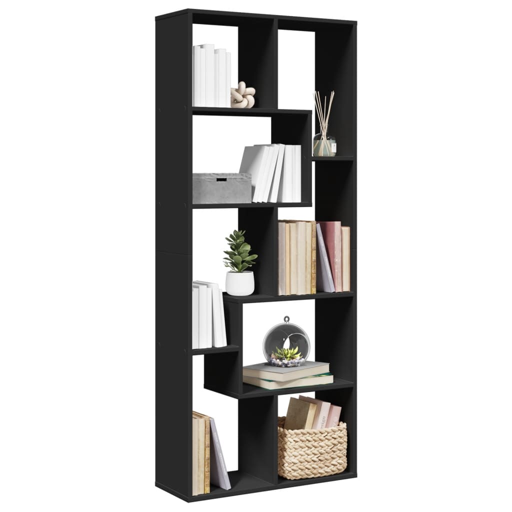 Libreria Divisorio Nera 67x25x161,5 cm in Truciolato 858076
