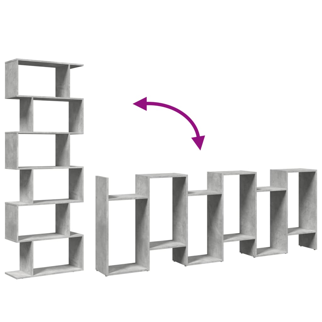 Libreria Divisorio 6Piani Grigio Cemento 70x24x193cm Truciolato 858087