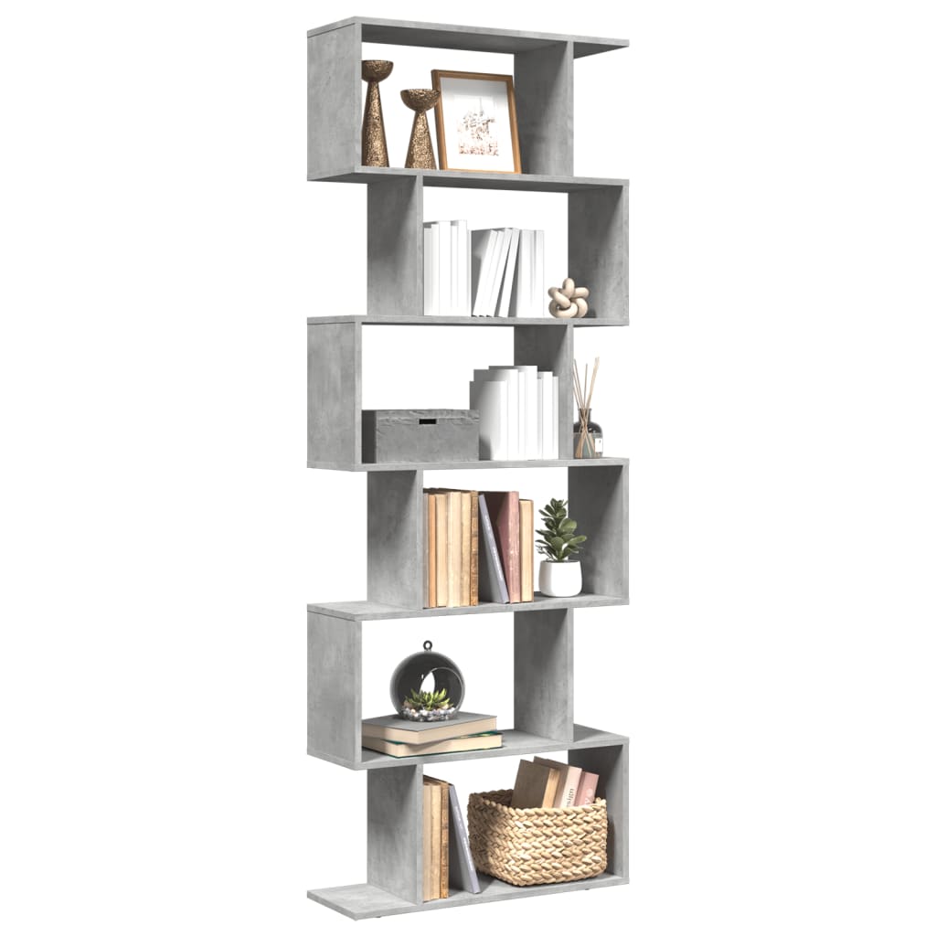 vidaXL Libreria Divisorio 6Piani Grigio Cemento 70x24x193cm Truciolato