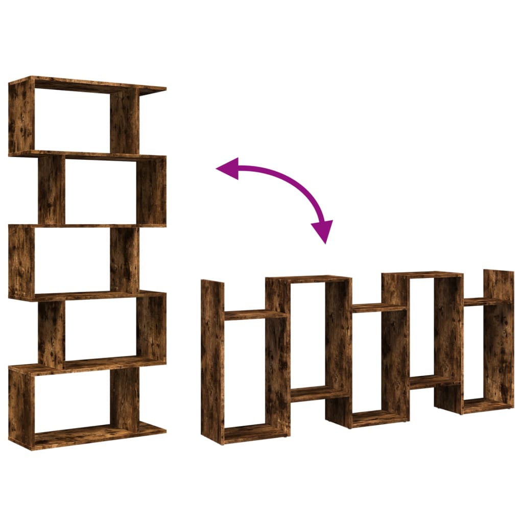 Libreria 5 Ripiani Rovere Fumo 70x24x161 cm in Truciolato 858097