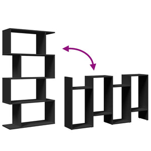 Libreria Divisorio 4 Ripiani Nera 70x24x129 cm in Truciolato 858103