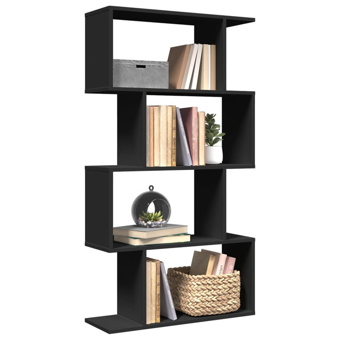Libreria Divisorio 4 Ripiani Nera 70x24x129 cm in Truciolato 858103
