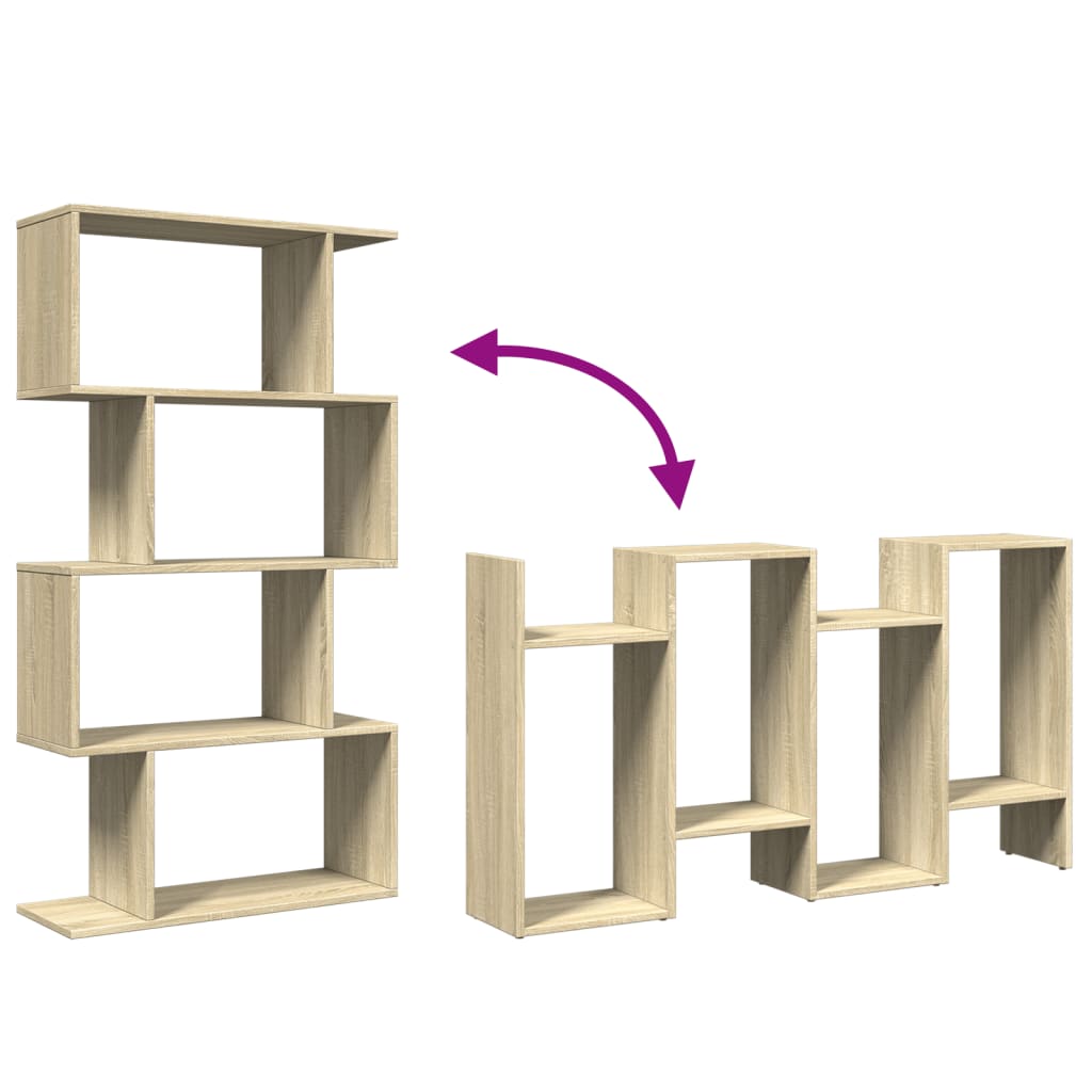 Libreria Divisorio 4 Ripiani Sonoma 70x24x129 cm in Truciolato 858104