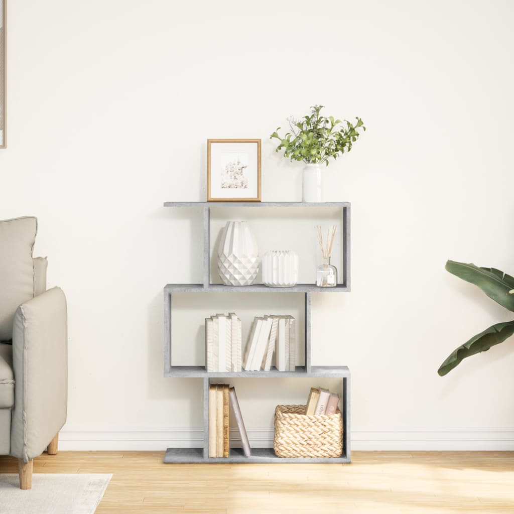 Libreria Divisorio 3Piani Grigio Cemento 70x24x97 cm Truciolato 858114