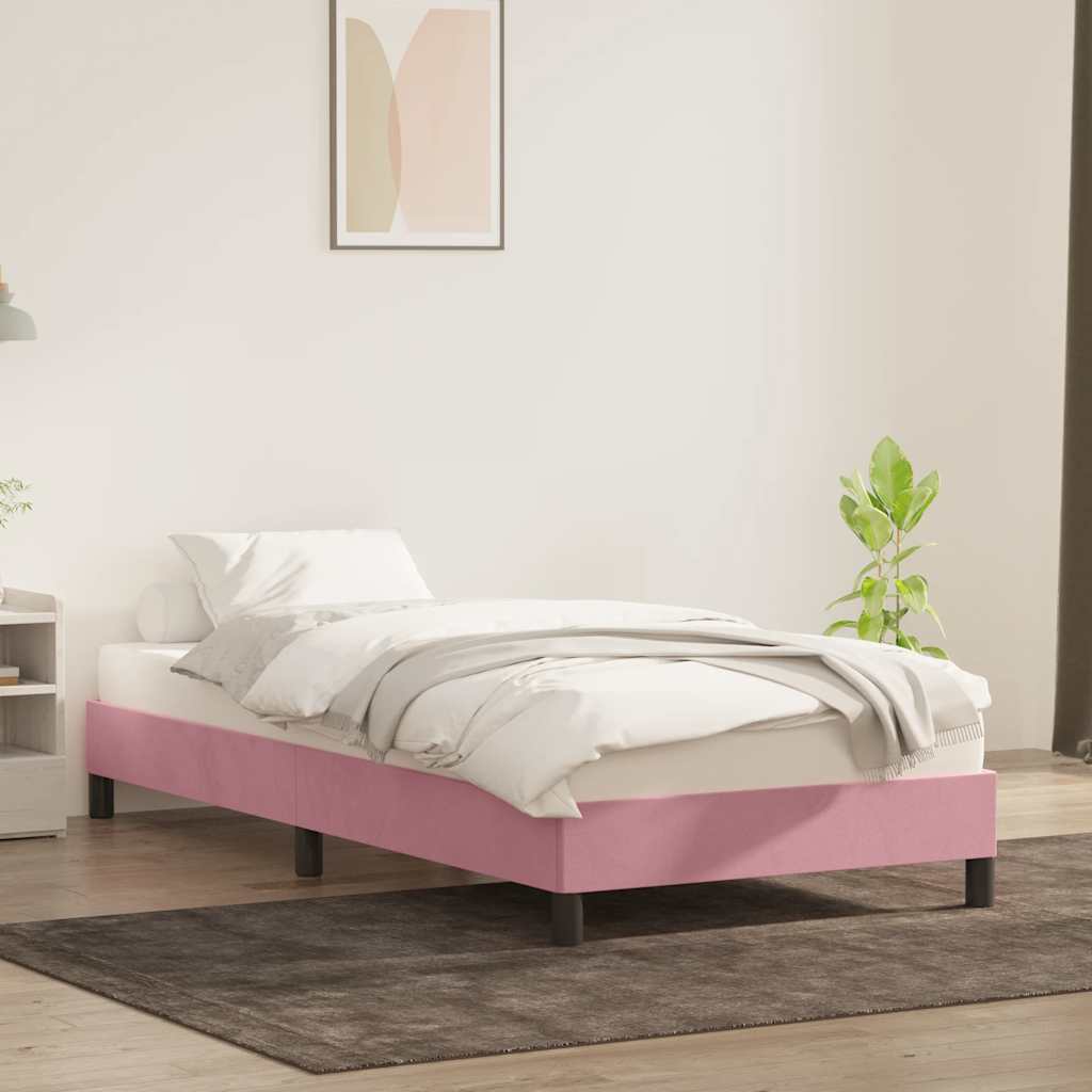 Giroletto senza Materasso-Struttura Letto Rosa 90x210 cm in Velluto