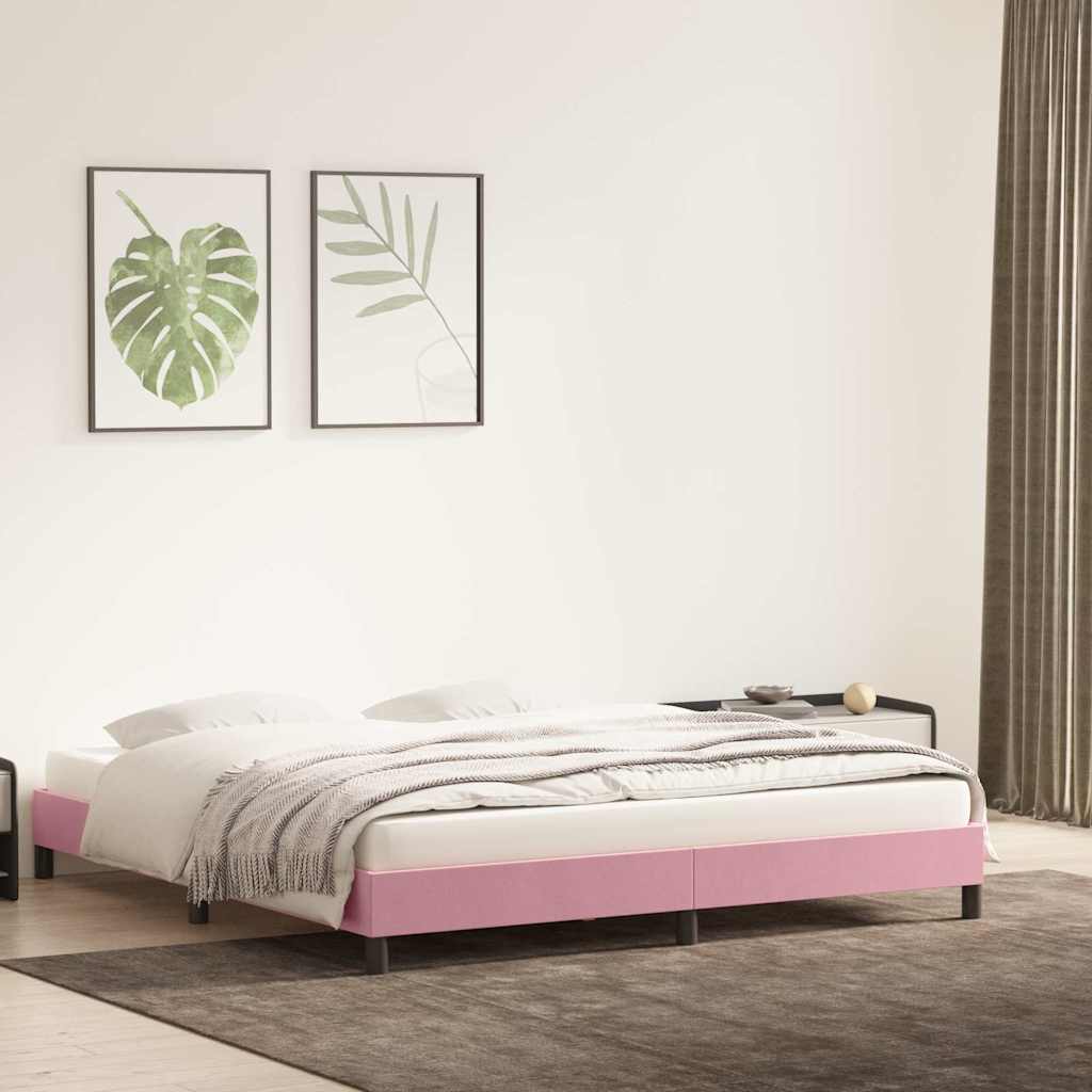 Giroletto senza Materasso-Struttura Letto Rosa 180x210 cm Velluto