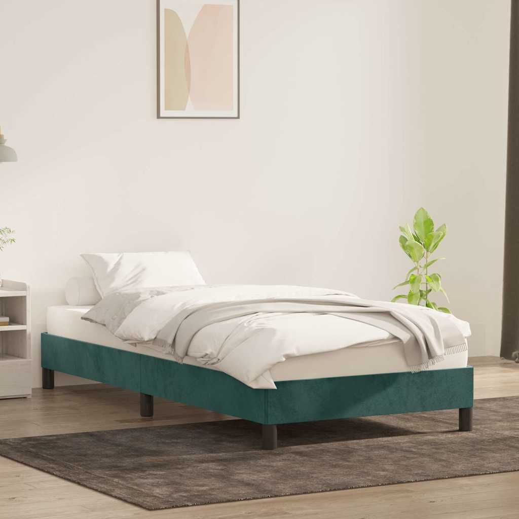 Giroletto senza Materasso-Struttura Letto Verde Scuro 90x220 cm in Velluto