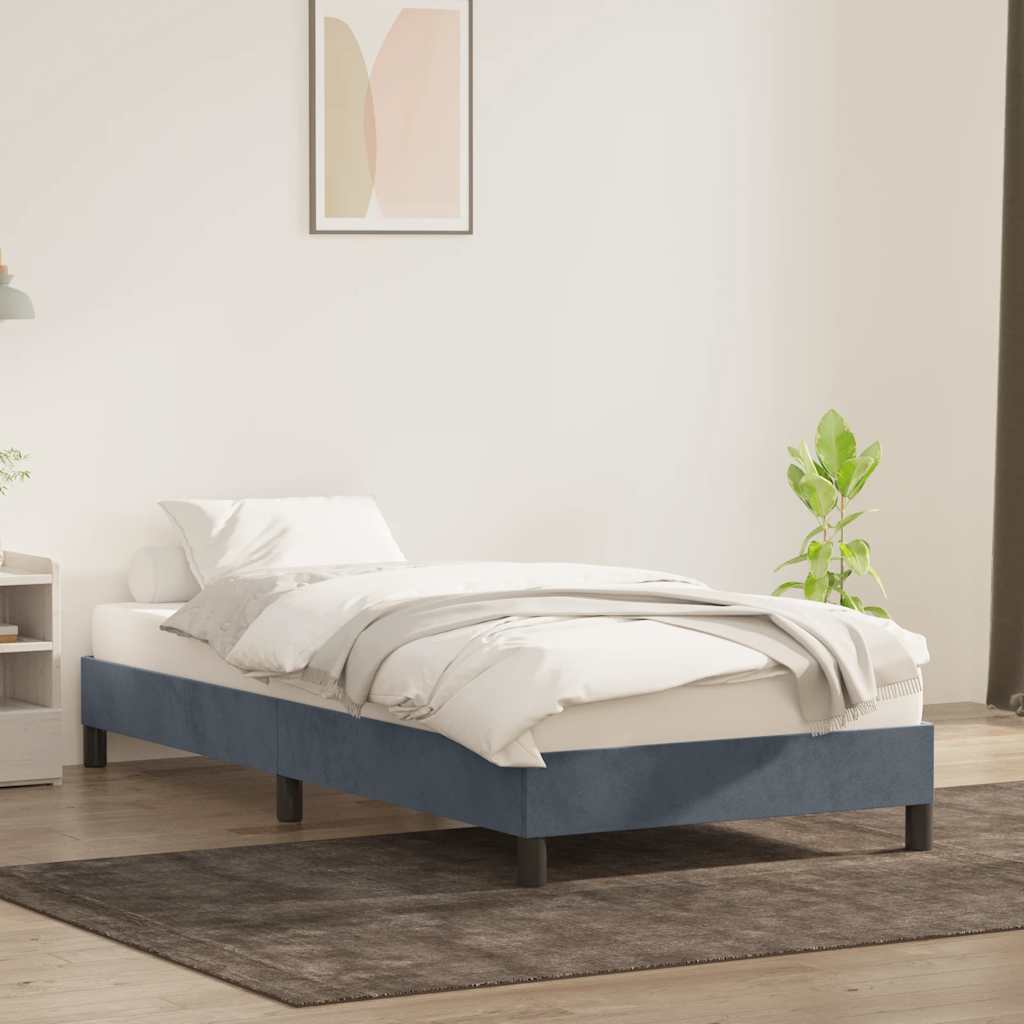 vidaXL Giroletto senza Materasso Grigio Scuro 100x220 cm Velluto