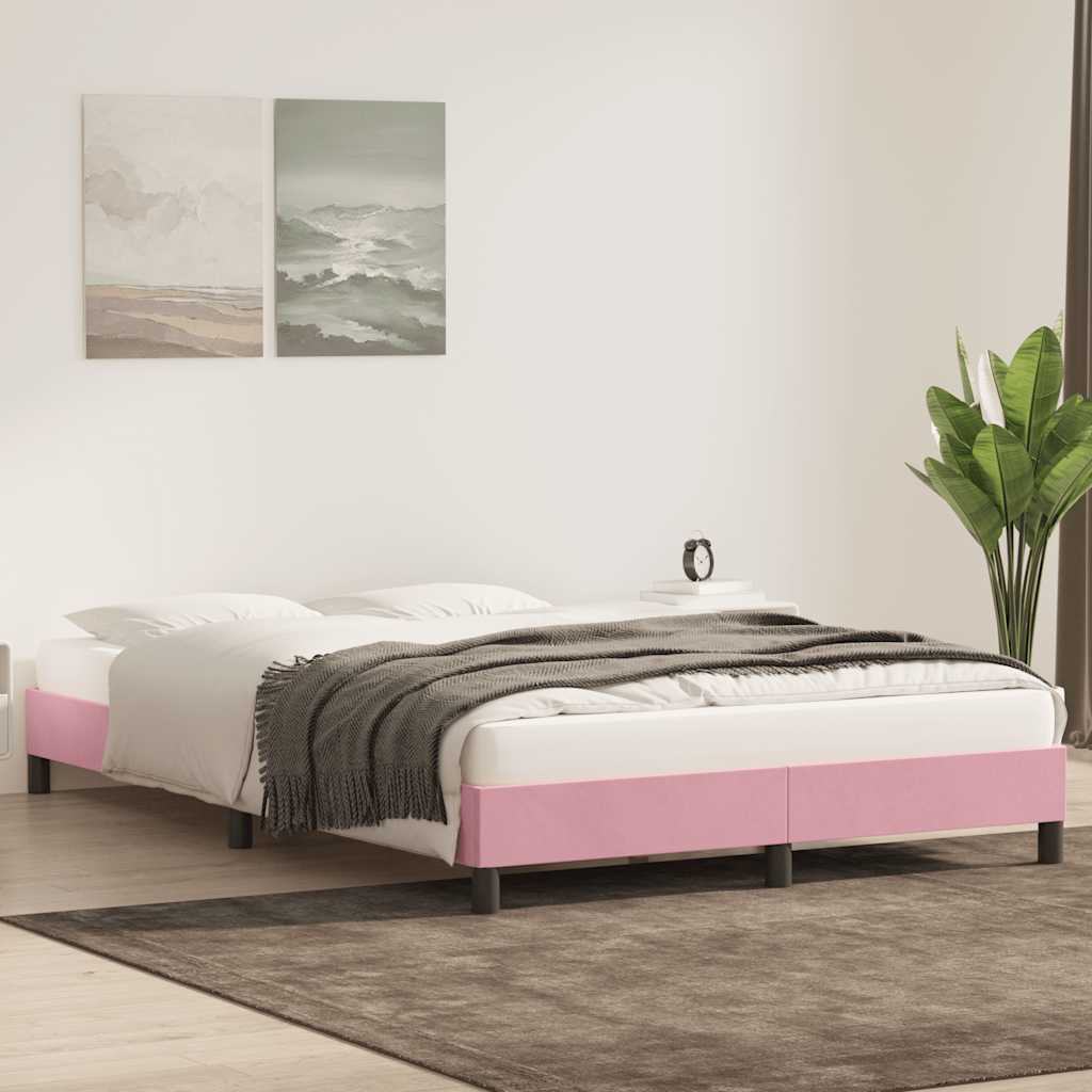 Giroletto senza Materasso-Struttura Letto Rosa 160x220 cm Velluto