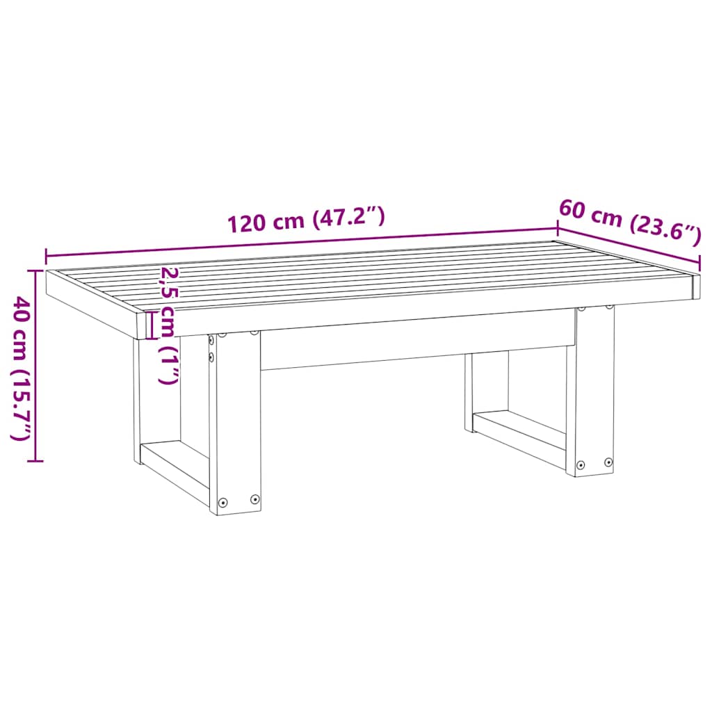 vidaXL Tavolino NOAIN Gambe a Forma di U 120x60x40cm in Legno Massello