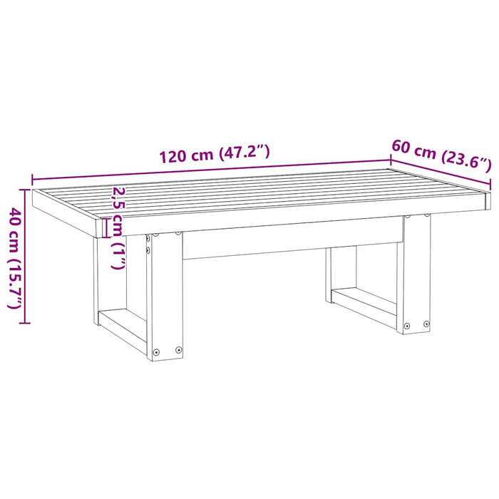 vidaXL Tavolino NOAIN Gambe a Forma di U 120x60x40cm in Legno Massello