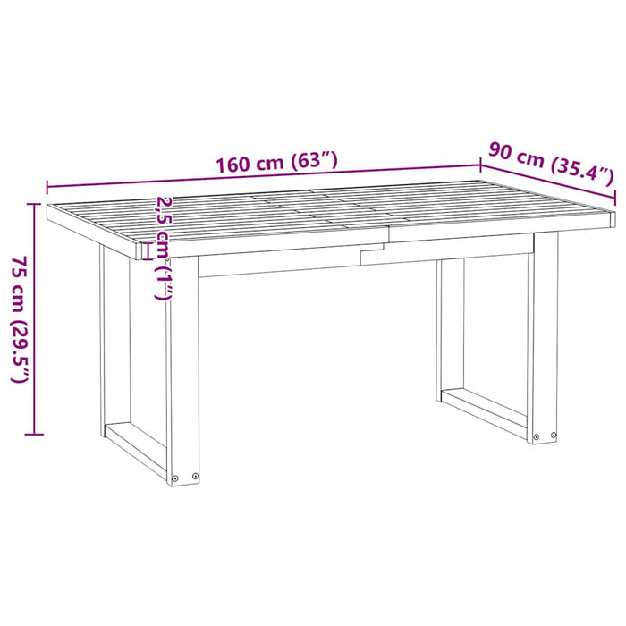 Tavolo Pranzo NOAIN Gambe a Forma U 160x90x75 cm Legno Massello