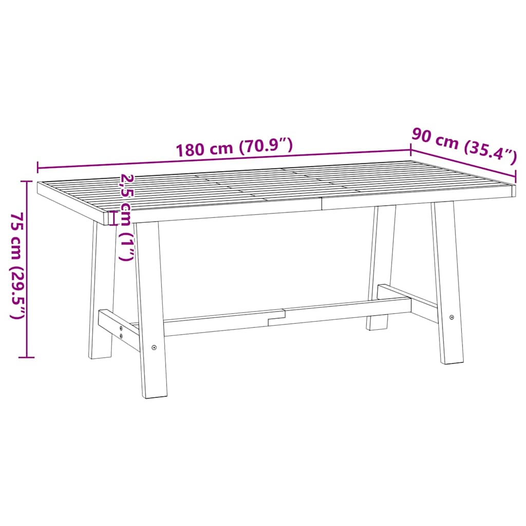 Tavolo Pranzo NOAIN Gambe a Forma A 180x90x75 cm Legno Massello