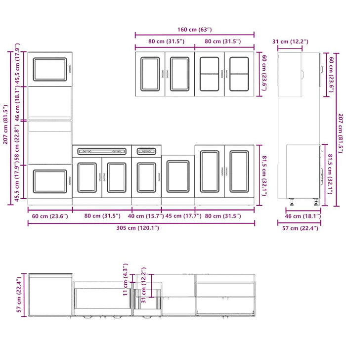Set Mobili da Cucina 7 pz Kalmar Bianco Legno Multistrato 3314731