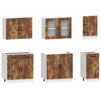 Set Mobili da Cucina 7 pz Kalmar Rovere Fumo Legno Multistrato