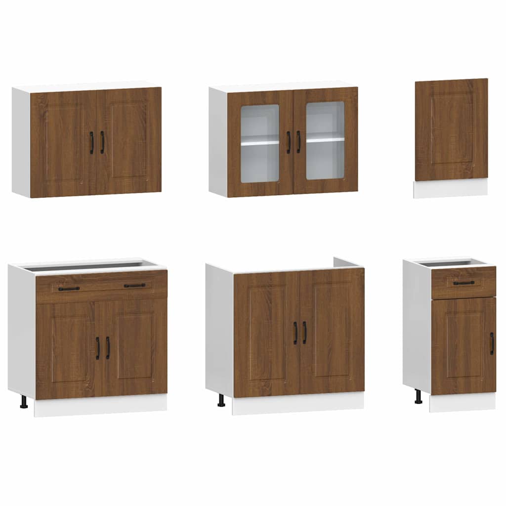 Set Mobili da Cucina 7 pz Kalmar Rovere Marrone in Truciolato 3314738