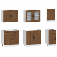 Set Mobili da Cucina 7 pz Kalmar Rovere Marrone in Truciolato 3314738