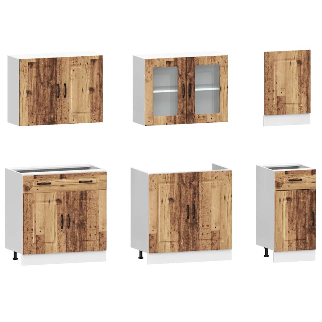Set Mobili da Cucina 7 pz Kalmar Legno Vecchio in Truciolato 3314739